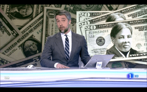 Carlos Franganillo y los billetes de 20$. TVE